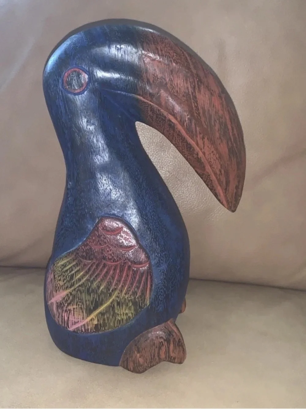 🇺🇸 Vtg Pier 1 Carved Wooden Exotic Toucan Bird Sculpture Handmade in Thailand